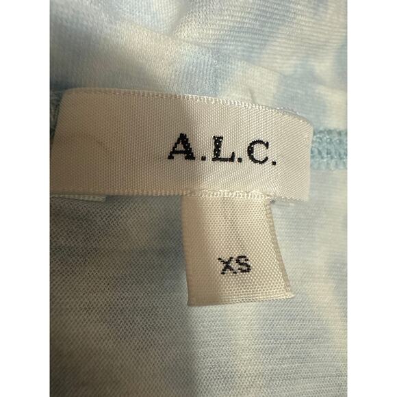 A.L.C Karlie Women's Blue Leopard Animal Print Puff Half Sleeve Blouse Top Sz XS - Picture 4 of 5